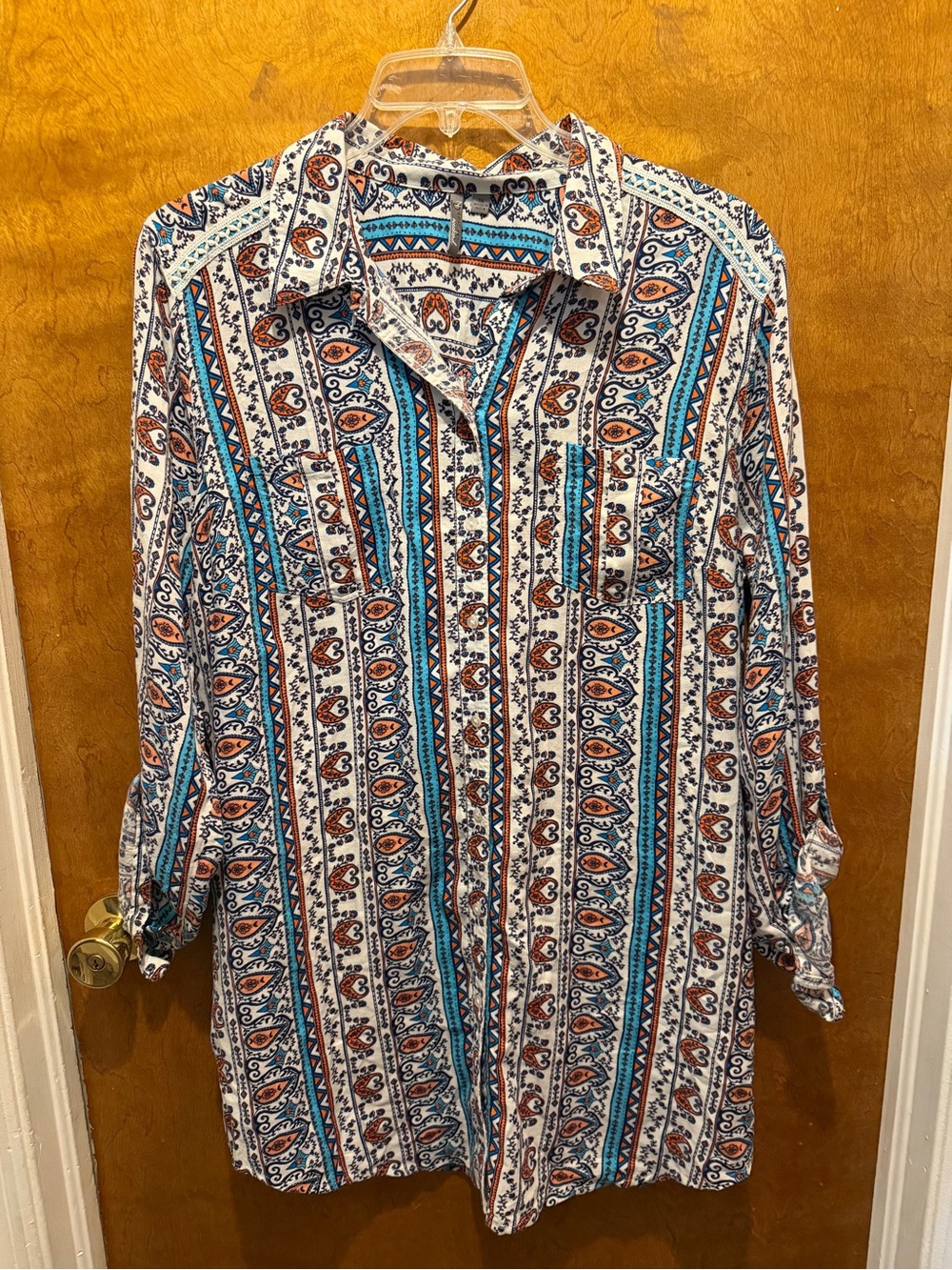 New directions long sleeve button up dress abstract pattern size 1x